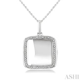 1/10 ctw Square Shape Round Cut Diamond Keepsake Locket Pendant With Chain in Sterling Silver